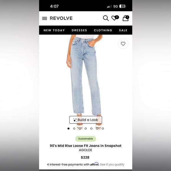 Agolde 90's Mid Rise Loose Fit Jeans - Picture 1 of 5